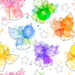 Angel Fabric, AC021, Watercolor Angel Fabric on White, Cotton or Fleece, 3985 - Beautiful Quilt 