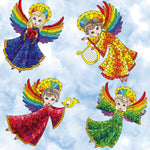 Angel Fabric, Stained Glass Angels on Clouds 1749 - Beautiful Quilt 